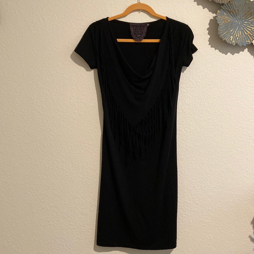 Proof Apparel black fringes cotton/Rayon/Spandex dress Size L